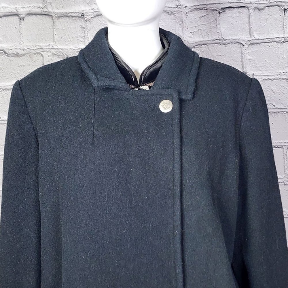 Noble Fashions Vintage Dark Navy Wool Overcoat, Women's Large